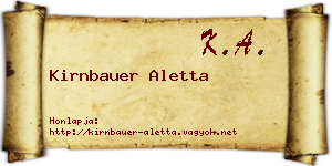 Kirnbauer Aletta névjegykártya